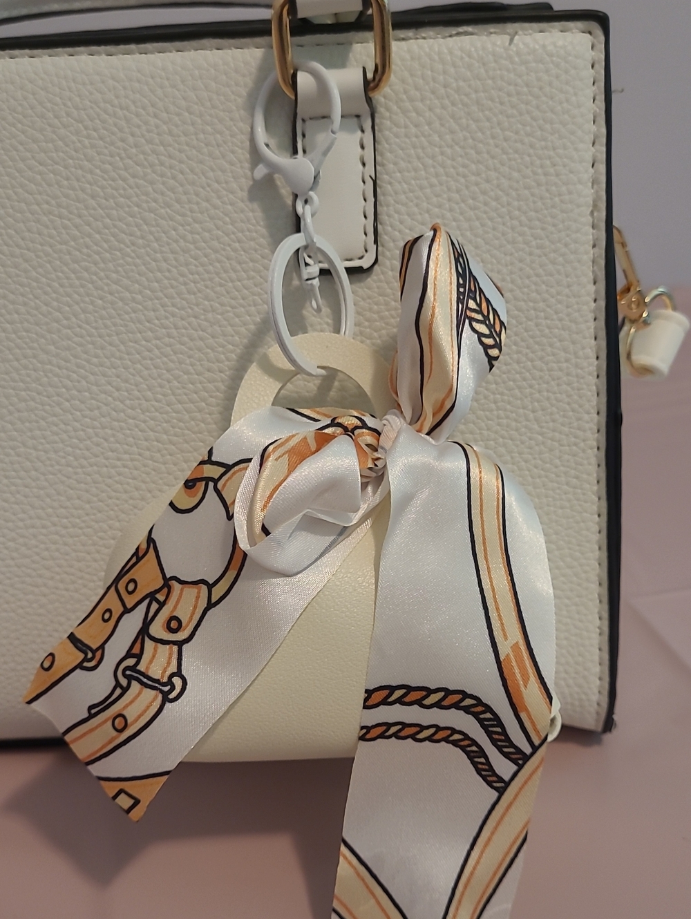 Faux Leather Purse With Bow Keychain